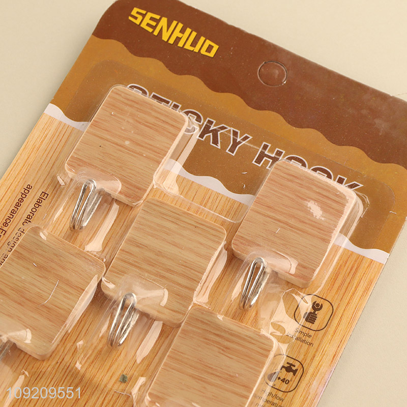Online Wholesale 5 Pack Wood Grain Wall Hanging Hooks Sticky Hooks
