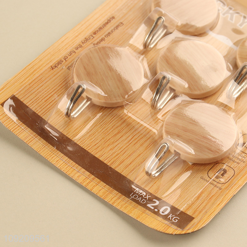 Good Quality 5 Pack Wood Grain Wall Hanging Hooks Utility Hooks