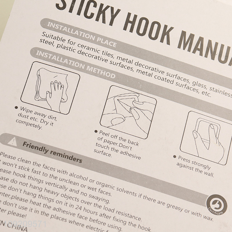 New Arrival 9 Pack Wood Grain Heavy Duty Adhesive Hooks for Kitchen