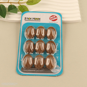 New Product 9 Pack Adhesive Hooks Plastic Sticky Hooks Wall Hooks