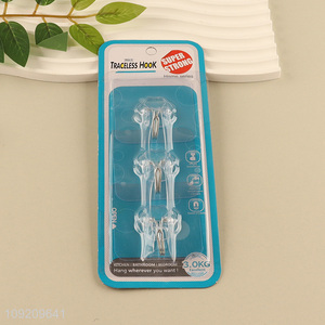 Factory Price 3 Pack Clear Wall Hooks Adhesive Hooks Towel Hooks