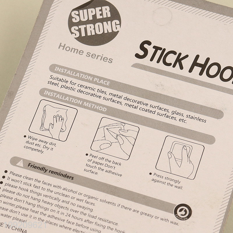 New Product 9 Pack Adhesive Hooks Plastic Sticky Hooks Wall Hooks