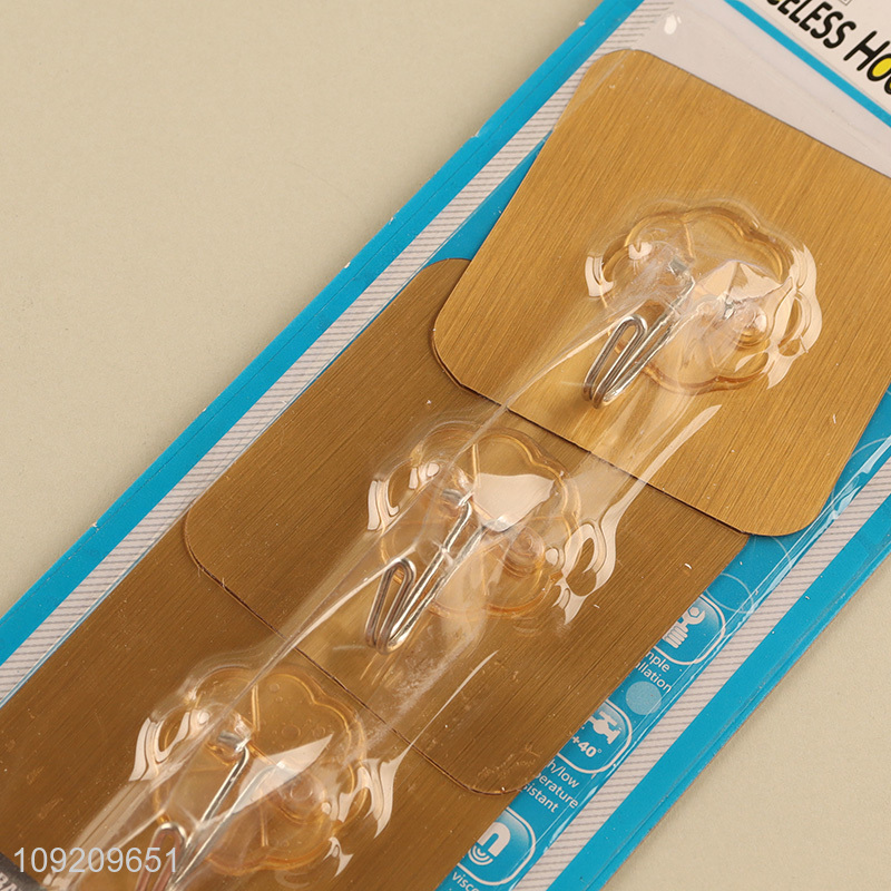 China Imports 3 Pack Adhesive Hooks Waterproof Oilproof Wall Hooks