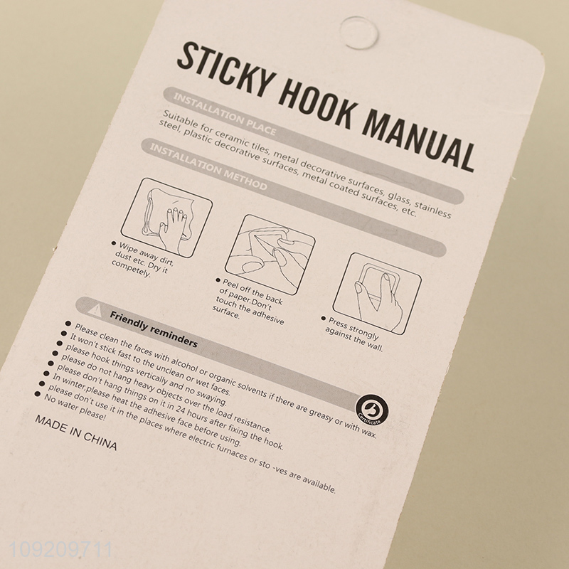 Hot Selling 3 Pack Heavy Duty Wall Hooks Adhesive Hooks for Hanging