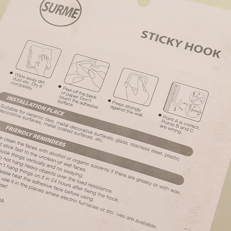 Wholesale 6 Pack Clear Adhesive Wall Hooks Heavy Duty Utility Hooks