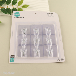 Factory Supply 9 Pack Adhesive Wall Hooks for Bathroom Kitchen Home