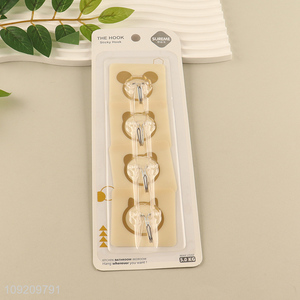 Good Quality 4 Pack Heavy Duty Adhesive Hooks for Kitchen Bathroom