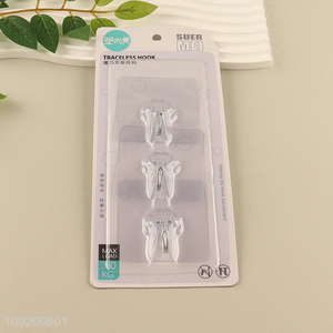 New Arrival 3 Pack Sticky Hooks Self Adhesive Hooks Stick Wall Hooks