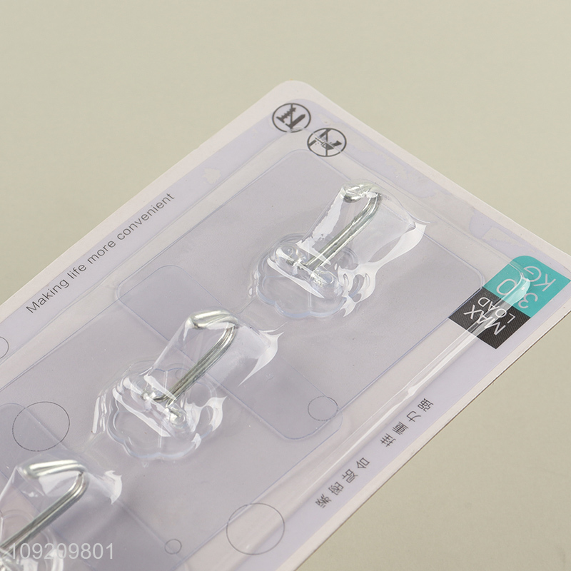 New Arrival 3 Pack Sticky Hooks Self Adhesive Hooks Stick Wall Hooks