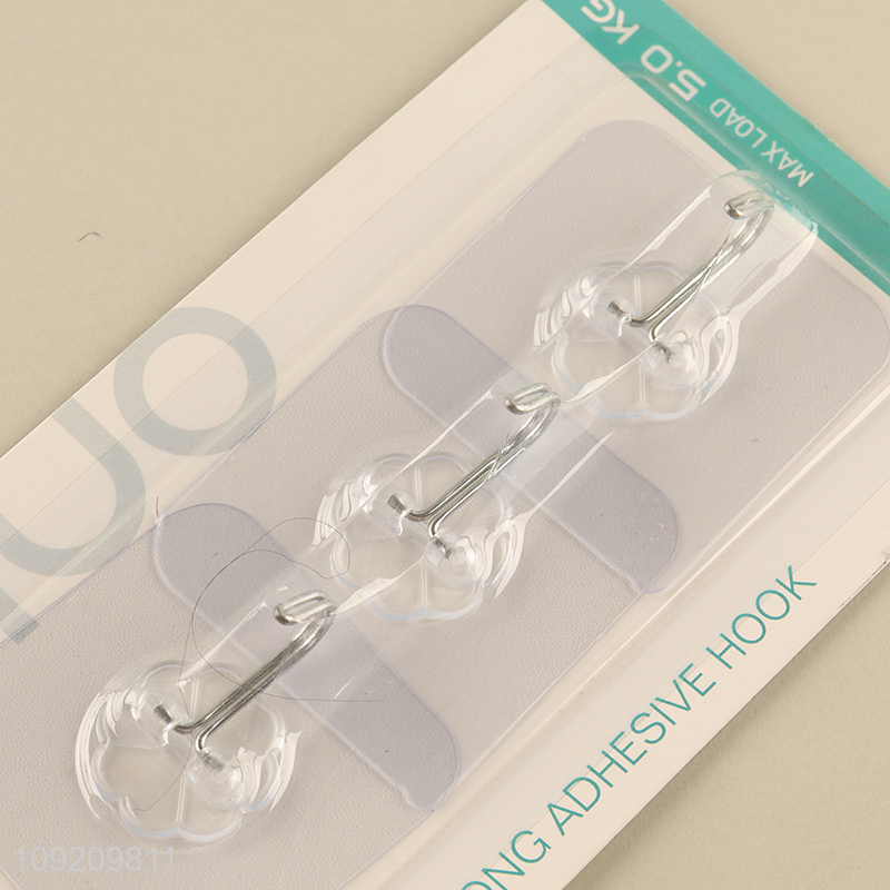 Hot Selling 3 Pack Plastic Wall Hooks Adhesive Hooks Sticky Hooks