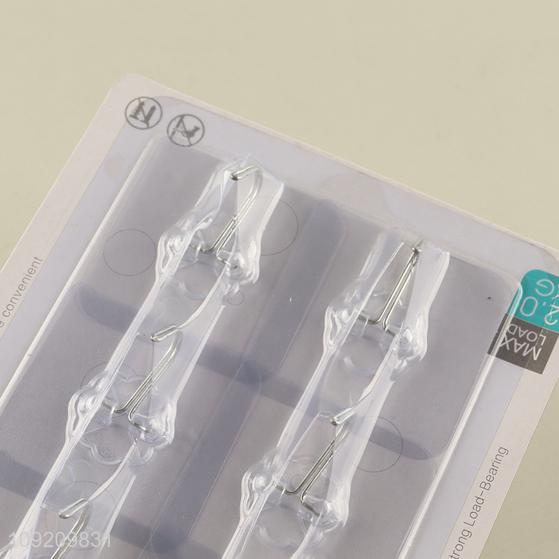 High Quality 6 Pack Clear Wall Hooks Adhesive Towel Hanging Hooks