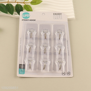 China Imports 9 Pack Adhesive Hooks Plastic Wall Hooks Sticky Hooks