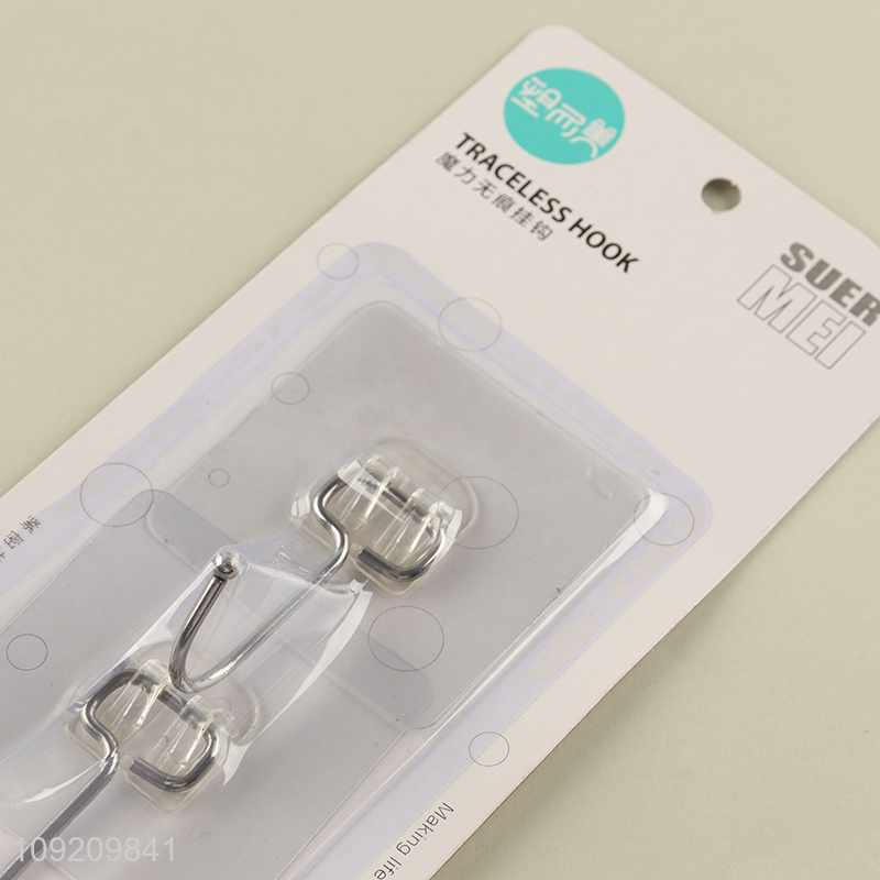Factory Price 2 Pack Clear Adhesive Hooks Wall Hooks for Hanging