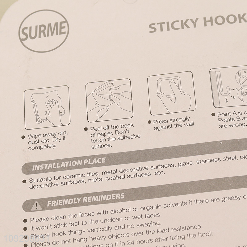 High Quality 6 Pack Clear Wall Hooks Adhesive Towel Hanging Hooks