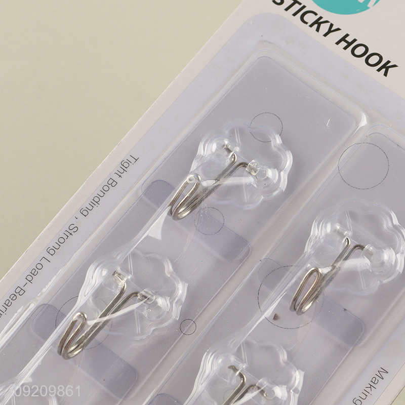 Factory Supply 6 Pack Clear Adhesive Wall Hooks Towel Coat Hangers