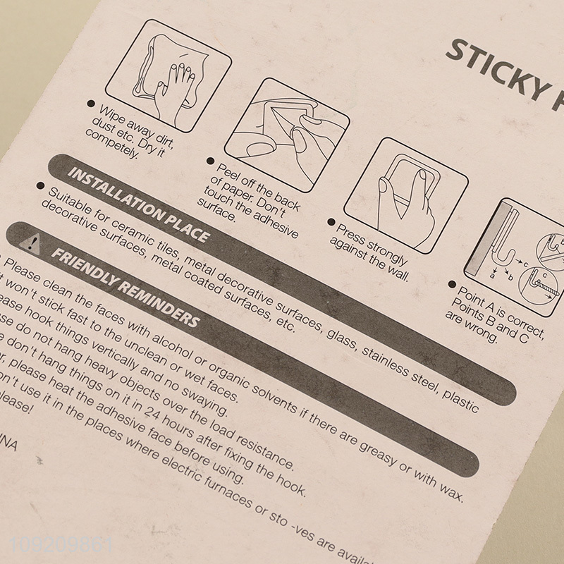 Factory Supply 6 Pack Clear Adhesive Wall Hooks Towel Coat Hangers