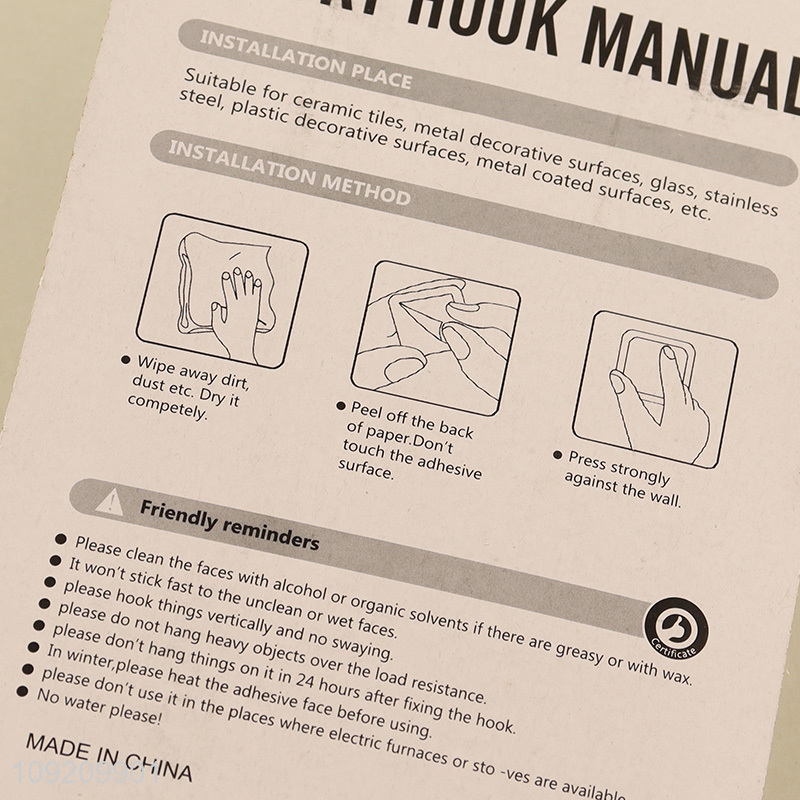 Wholesale 3 Pack Adhesive Hooks Towel Key Hangers Plastic Wall Hooks