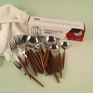 Wholesale Stainless Steel Flatware Silverware Set With Wood Grain Handle