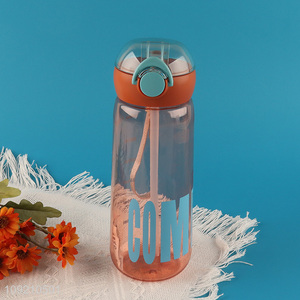 Factory Supply Leakproof Plastic Water Bottle with Straw & Handle
