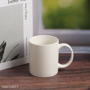 China factory white 330ml ceramic water cup coffee cup with handle