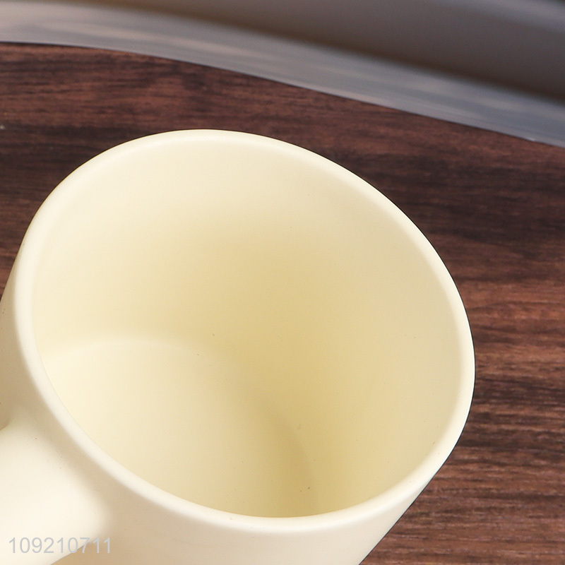 Yiwu market white ceramic 320ml water cup coffee cup with handle