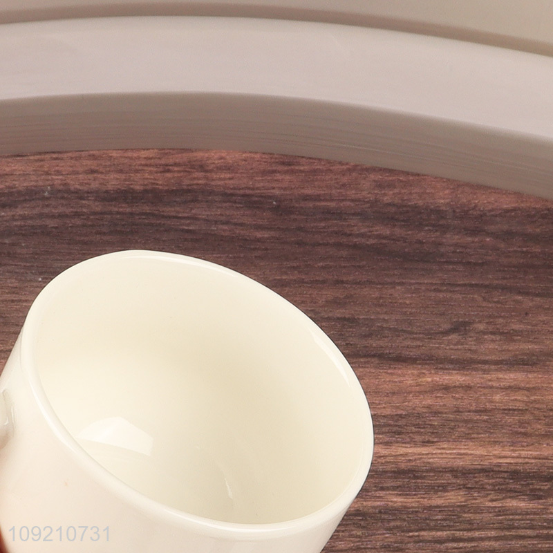 High quality white ceramic 2pcs 150ml cup and plate set for sale