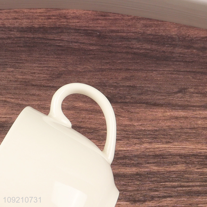 High quality white ceramic 2pcs 150ml cup and plate set for sale