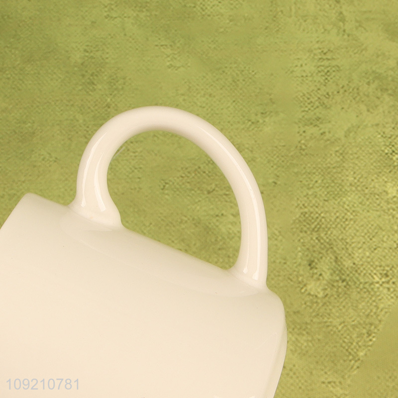 Popular products 300ml white ceramic water cup coffee cup drinking cup with handle