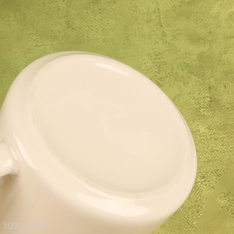Popular products 300ml white ceramic water cup coffee cup drinking cup with handle