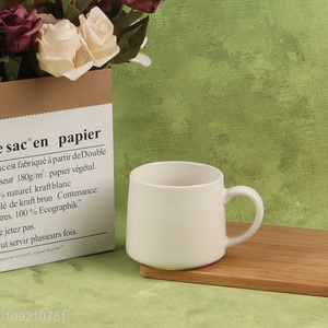 Popular products 300ml white ceramic water cup coffee cup drinking cup with handle