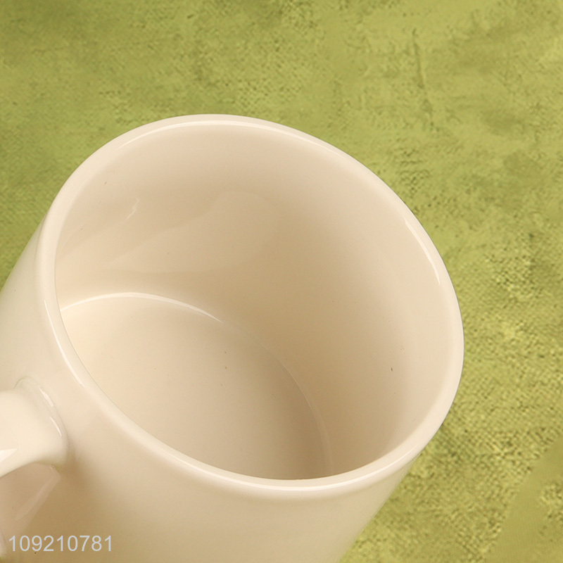 Popular products 300ml white ceramic water cup coffee cup drinking cup with handle