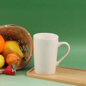Factory direct sale white ceramic 380ml water cup drinking cup with handle