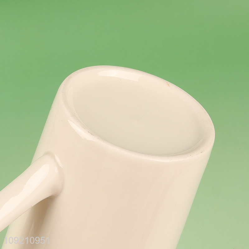 Factory direct sale white ceramic 380ml water cup drinking cup with handle