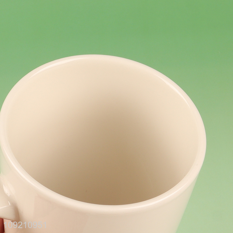Factory direct sale white ceramic 380ml water cup drinking cup with handle