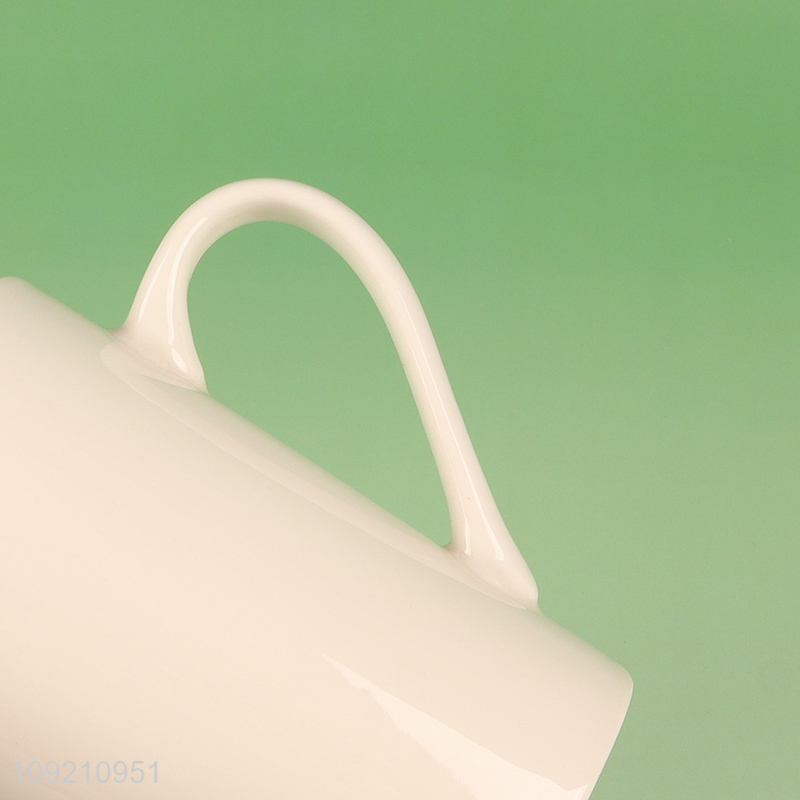 Factory direct sale white ceramic 380ml water cup drinking cup with handle