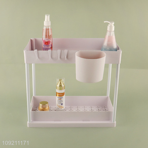 New Product 2-Layer Pull-Out Plastic Storage Rack Multipurpose Storage Rack