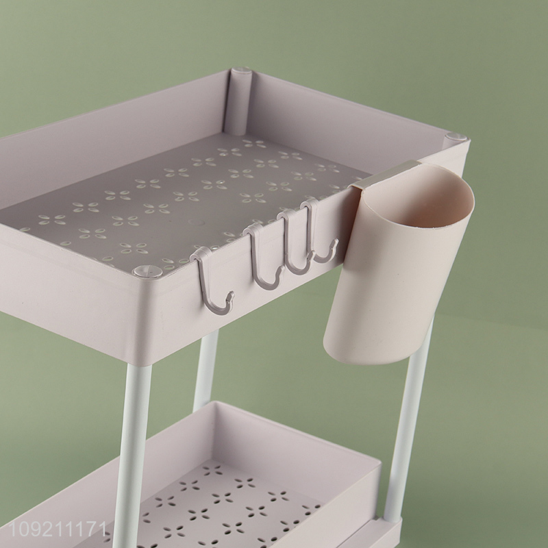 New Product 2-Layer Pull-Out Plastic Storage Rack Multipurpose Storage Rack