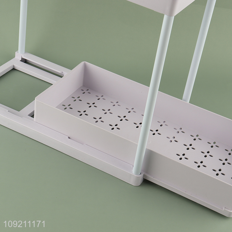 New Product 2-Layer Pull-Out Plastic Storage Rack Multipurpose Storage Rack