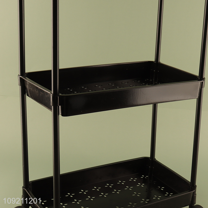 Wholesale 3-Tier Plastic Rolling Storage Rack for Kitchen Bathroom Living Room