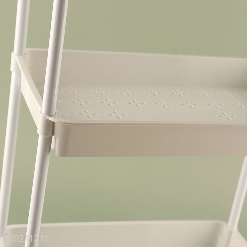 Hot Selling 3-Tier Plastic Rolling Storage Rack Utility Cart for Bathroom Kitchen