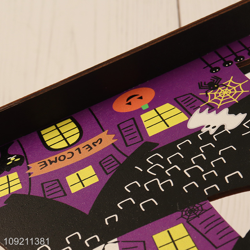 Good Quality Halloween Wooden Ornaments Haunted House Wooden Tabletop Decorations