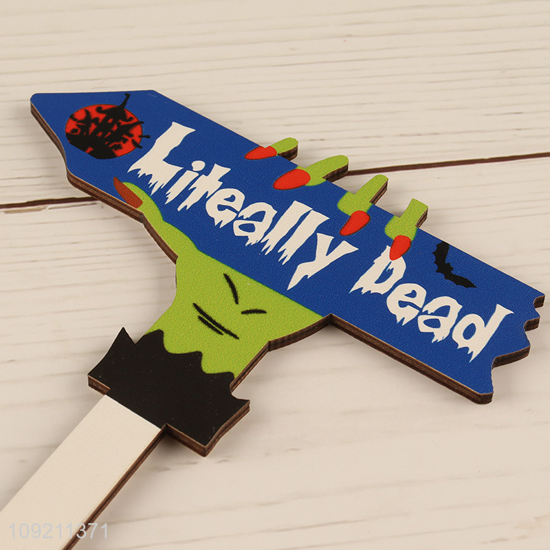 New Product 3 Pieces Halloween Signs Wooden Yard Stakes Outdoor Lawn Decor