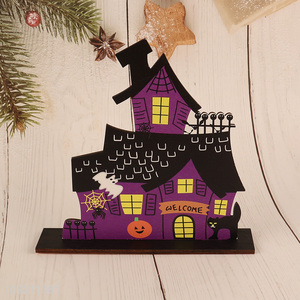Good Quality Halloween Wooden Ornaments Haunted House Wooden Tabletop Decorations