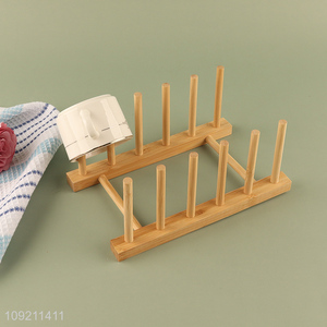High Quality Natural Bamboo Dish Drying Rack Mug Holder for Kitchen