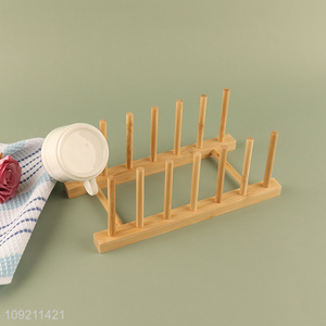 Factory Price Natural Bamboo Dish Drying Rack Plate Rack Mug Rack
