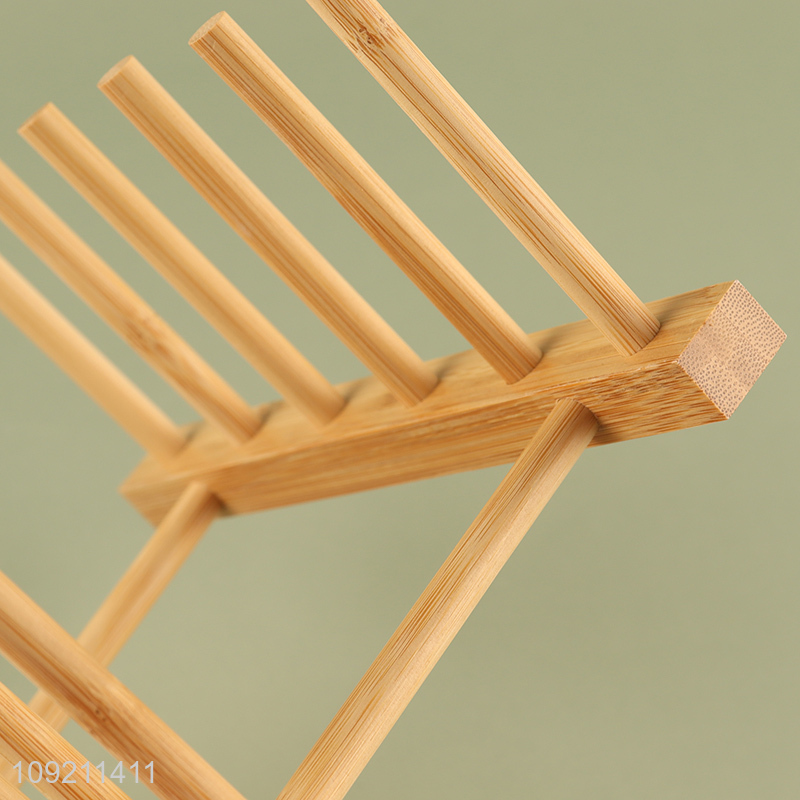 High Quality Natural Bamboo Dish Drying Rack Mug Holder for Kitchen