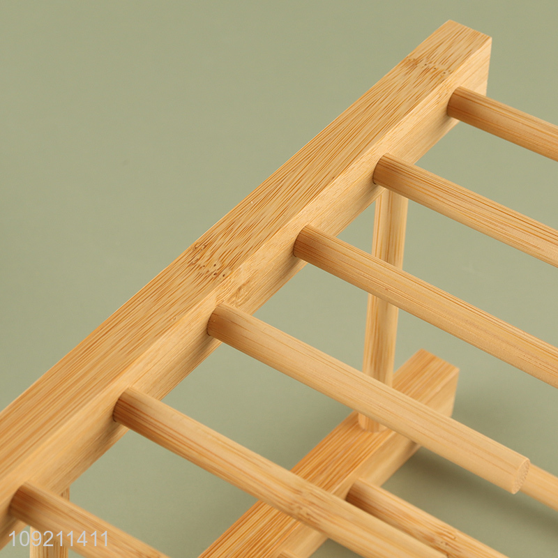 High Quality Natural Bamboo Dish Drying Rack Mug Holder for Kitchen