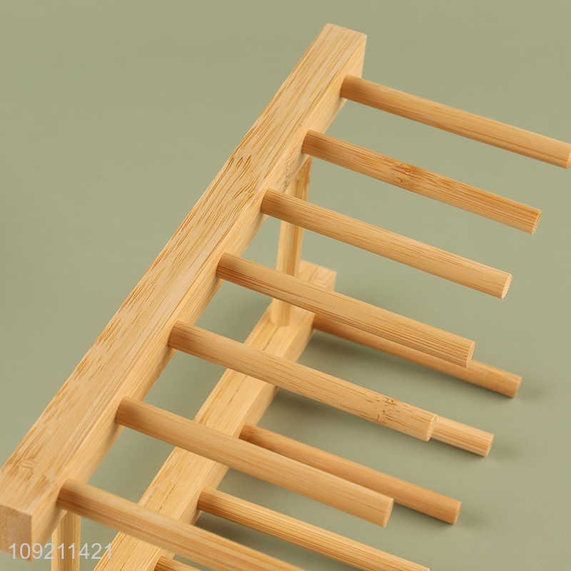 Factory Price Natural Bamboo Dish Drying Rack Plate Rack Mug Rack