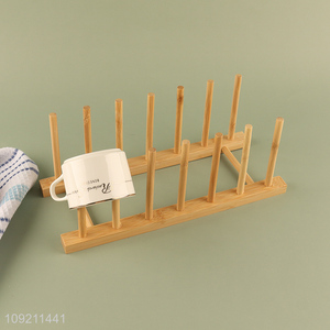 Factory Supply Bamboo Dish Plate Rack Cup Drying Rack for Kitchen