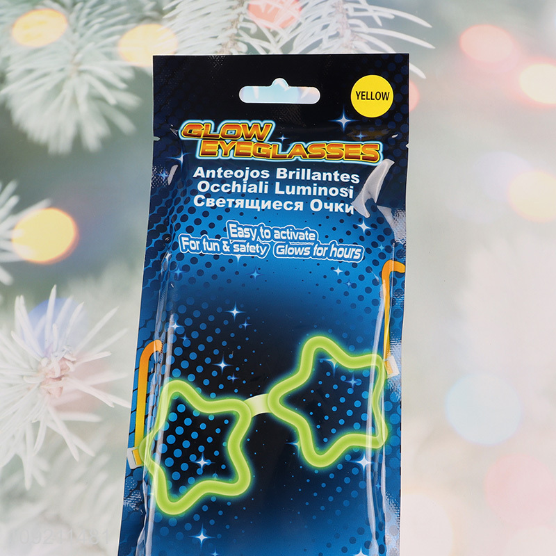 Top selling star shape yellow glow eyeglasses party glasses